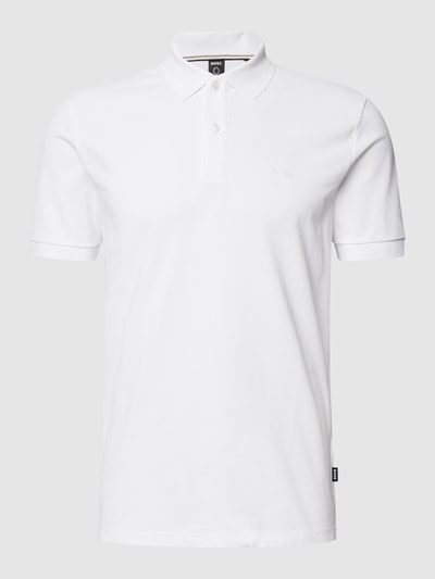 BOSS Poloshirt met labelstitching, model 'Pallas' Wit - 2