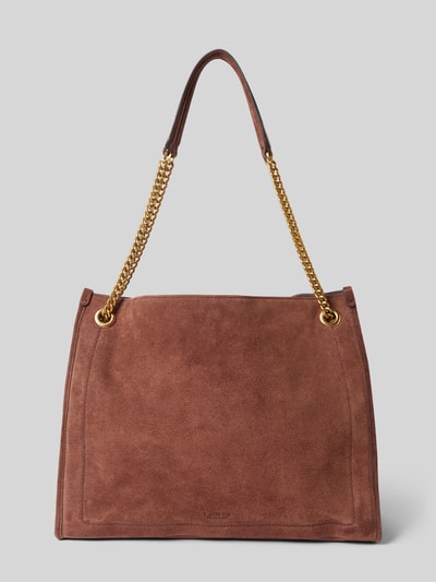 Lauren Ralph Lauren Torba shopper ze skóry bydlęcej z aplikacją z logo Ciemnobrązowy 4