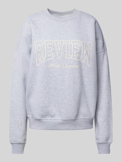 Review Sweatshirt mit Label-Print Hellgrau Melange 2