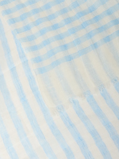 Produktfoto, Leinenschal mit Logo-Detail von Fraas, Reine Leinen, Rechteckige Passform, Fransen-Abschlüsse, blau-weiße Streifenstruktur