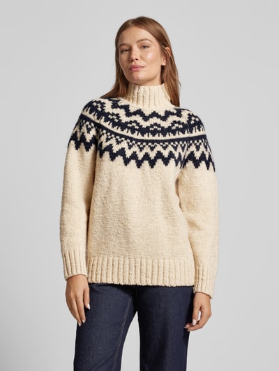 Gant Gebreide pullover met opstaande kraag, model 'FAIR ISLE' Offwhite - 4