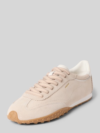 Produktfoto, Sneaker aus echtem Leder mit Logo-Detail Modell 'Bridge' von HOFF, beiger Farbton, runde Form, strukturierte Sohle, Damen Sneaker, Schnürverschluss, Absatzhöhe 1 cm, Schafthöhe 8 cm, Szerokość w rozmiarze 40: 10 cm