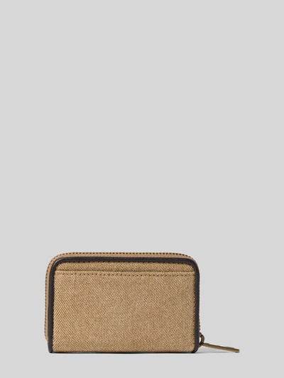 Productfoto, portemonnee met labelstitching model 'JUNO' van LIEBESKIND BERLIN, hoofdvak met ritssluiting, diverse vakken, beige stof.