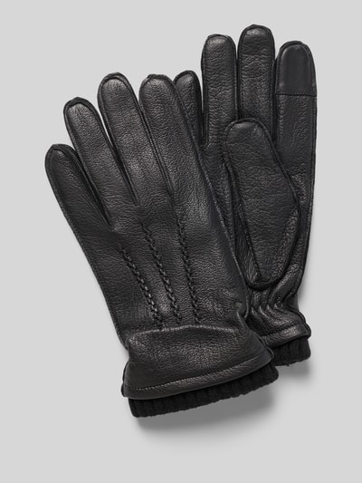 Roeckl Lederhandschuhe mit Rippbündchen Black 1