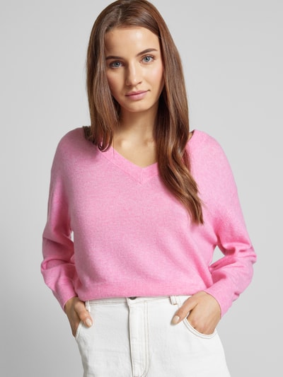 American Vintage Sweter z dzianiny z mieszanki wełny model ‘RAXOW’ Jasnoróżowy 3