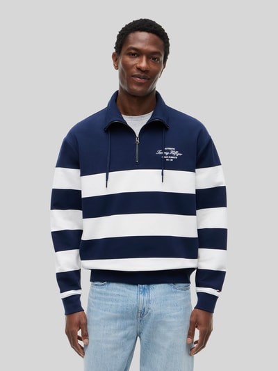 Tommy Hilfiger Relaxed Fit Troyer aus Baumwoll-Mix mit Tunnelzug Dunkelblau 4