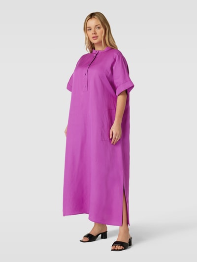 Marina Rinaldi Maxi-jurk met korte knoopsluiting, model 'DECANO' Violet - 4