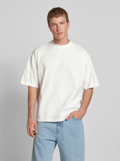 PROHIBITED Oversized T-Shirt mit geripptem Rundhalsausschnitt Offwhite 4