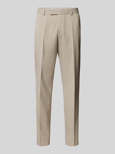 Carl Gross Regular fit pantalon met persplooien, model 'Sendrik' Beige gemêleerd - 2