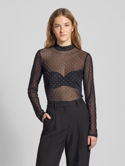 Only Slim fit shirt met lange mouwen van semi-transparant materiaal, model 'SIVAL' Zwart - 4