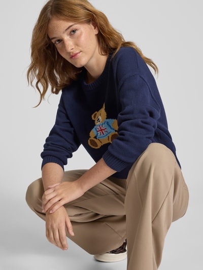 Review Strickpullover mit Motiv und Rundhalsausschnitt Marine 3