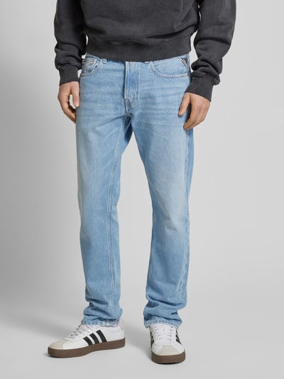 Replay Straight fit jeans in 5-pocketmodel, model 'Grover' Jeansblauw - 4