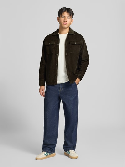 JACK & JONES Regular Fit Hemdjacke aus Cord Modell 'REGENT' Oliv 1