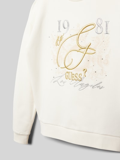 Guess Sweatshirt mit Label-Stitching Modell 'ACTIVE' Ecru 2