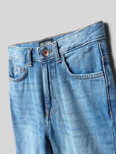 Productfoto, Straight Fit Shorts met logopatch van CARS JEANS uit puur katoen met 5-pocketmodel, knoop- en ritssluiting, lichtblauw, zichtbare texturen