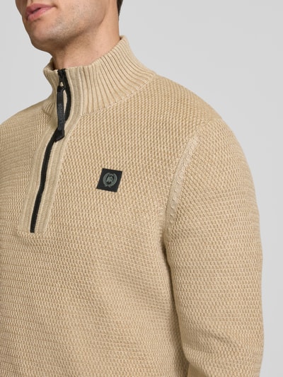 Lerros Gebreide pullover met opstaande kraag Beige - 3