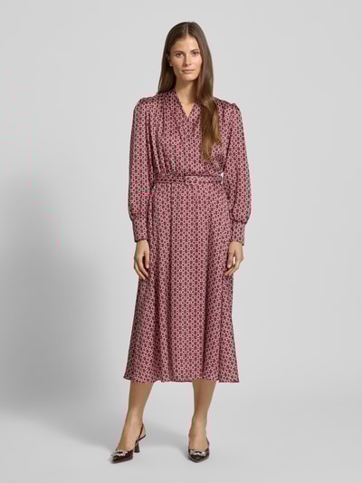 Rinascimento Hemdblusenkleid im Allover-Look mit Gürtel Bordeaux 4
