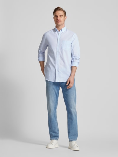 Christian Berg Men Freizeithemd mit Button-Down-Kragen und Streifenmuster Bleu 1