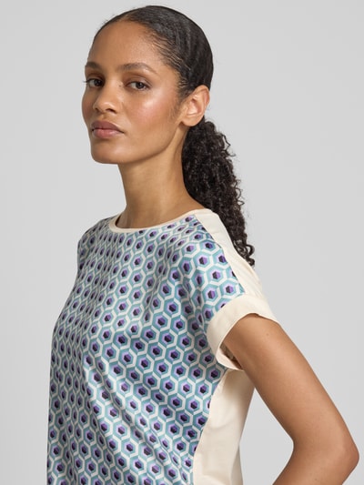 Christian Berg Woman T-shirt in all-over look met ronde hals Aquablauw - 3