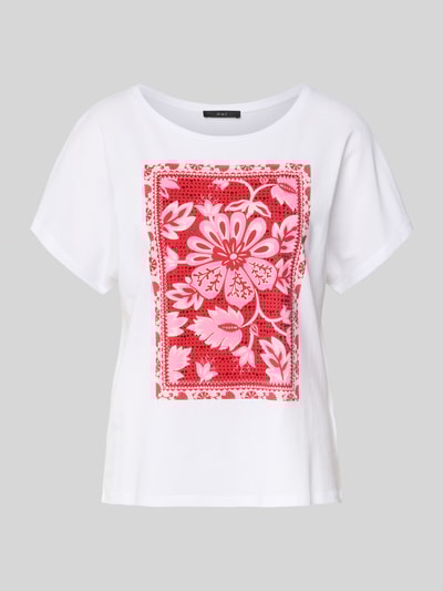 Oui T-shirt met motiefprint en ronde hals Wit - 2
