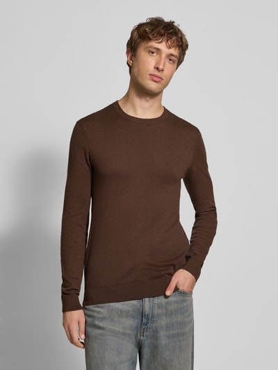 Blend Strickpullover mit Rundhalsausschnitt Modell 'BAGGE' Mittelbraun 4
