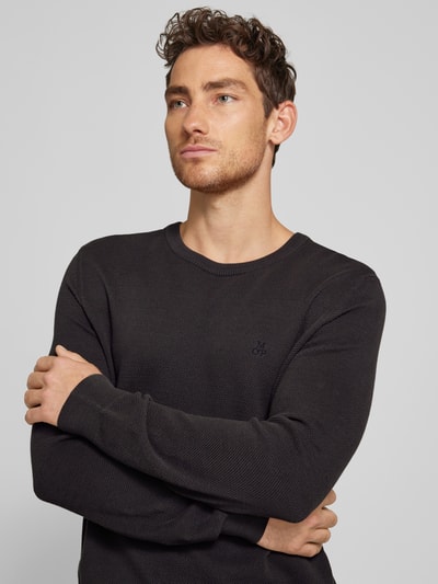 Marc O'Polo Gebreide pullover met labelstitching Zwart - 3