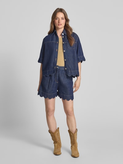 Stella Nova Jeansblouse met knoopsluiting Marineblauw - 1