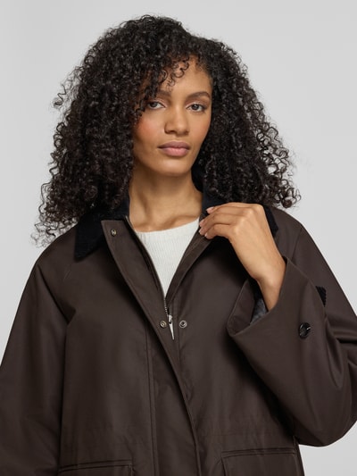 Selected Femme Regular Fit Jacke aus gewachster reiner Baumwolle Modell 'WILMA' Dunkelbraun 3