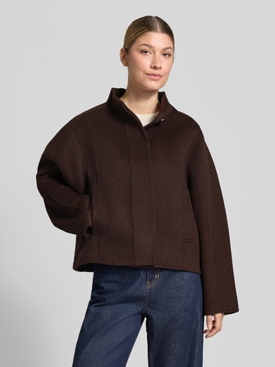 OPUS Loose Fit Blouson aus Woll-Mix mit Viskose-Anteil Modell 'Hatura' Dunkelbraun 4