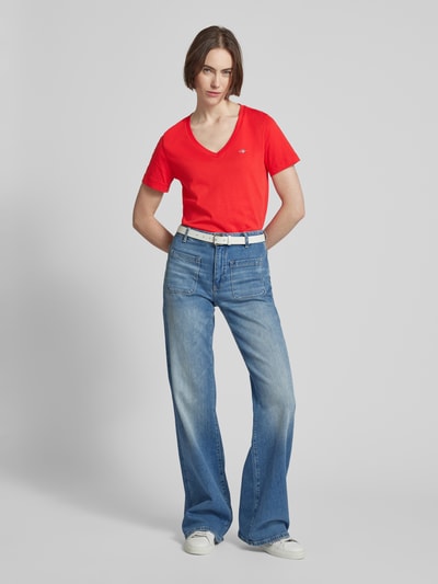 Gant T-shirt met V-hals Rood - 1