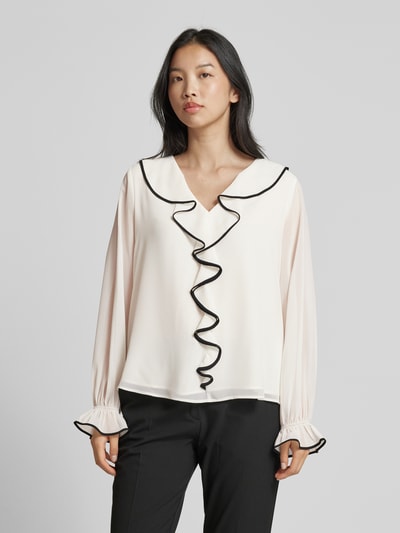 s.Oliver BLACK LABEL Regular fit blouse met volants Offwhite - 4