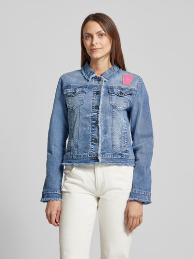 Frieda & Freddies Jeansjack met labelpatch, model 'PETTY' Blauw - 4