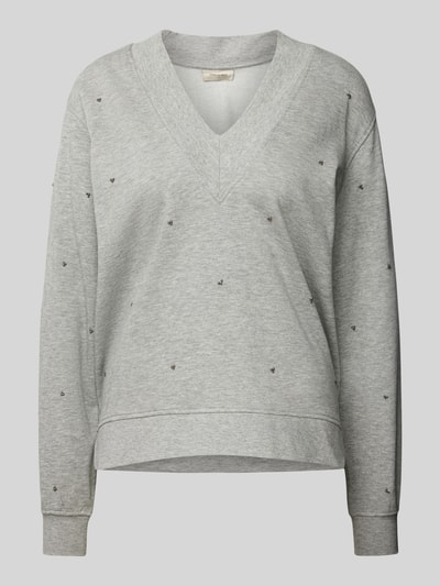 FREE/QUENT Sweatshirt met siersteentjes, model 'Nice' Lichtgrijs - 2