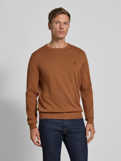 Fynch-Hatton Strickpullover mit Rundhalsausschnitt Mittelbraun 4