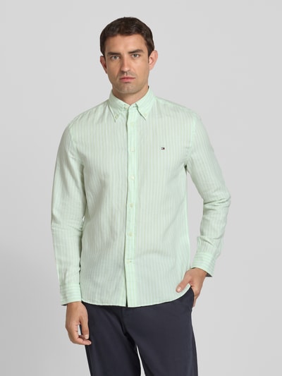 Tommy Hilfiger Regular fit vrijetijdsoverhemd van een mix van katoen en linnen Groen - 4