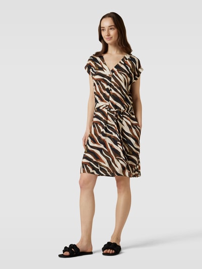 SMASHED LEMON Knielanges Kleid aus reiner Viskose mit Animal-Print Black 1