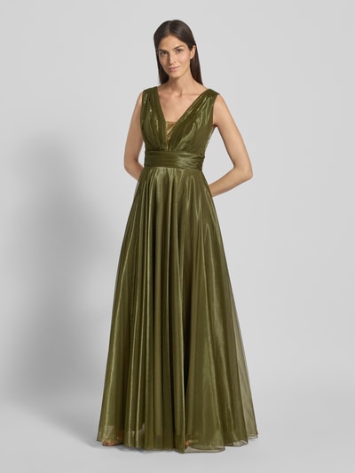TROYDEN COLLECTION Abendkleid mit V-Ausschnitt Oliv 4