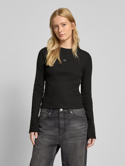 Calvin Klein Jeans Longsleeve mit geripptem Rundhalsausschnitt Black 4