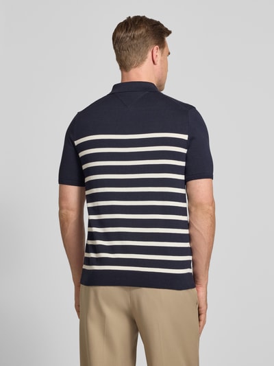 Tommy Hilfiger Regular Fit Strick-Poloshirt aus reiner Baumwolle Marine Melange 5