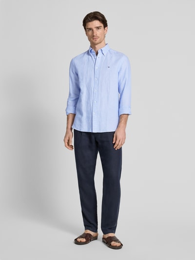 Tommy Hilfiger Regular Fit Freizeithemden aus Baumwoll-Leinen-Mix Hellblau 1