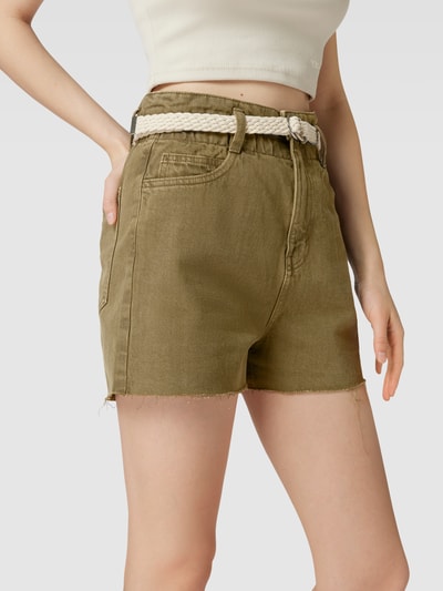 edc By Esprit Szorty jeansowe z bawełny z paskiem Khaki 3