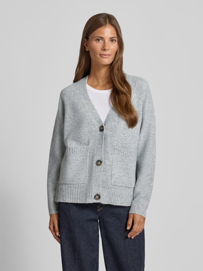 Vero Moda Comfort fit gebreid jack met V-hals, model 'BOOM' Lichtgrijs - 4