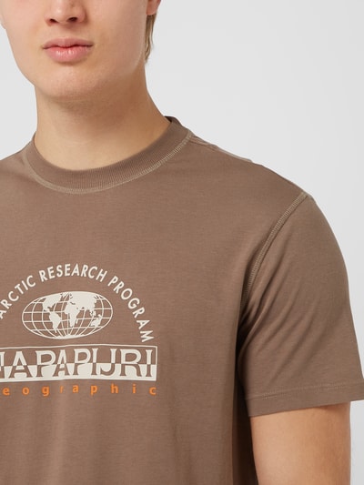 Napapijri T-shirt z bawełny model ‘Macas’ Szarobrązowy 3