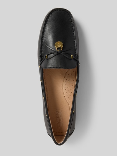 Lauren Ralph Lauren Loafers van leer met labeldetail, model 'WYLIE' Zwart - 3