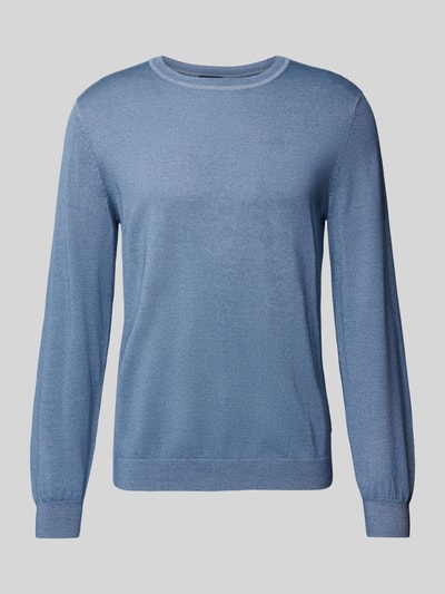 OLYMP Level Five Slim Fit Strickpullover aus Schurwolle mit Rundhalsausschnitt Hellblau 2