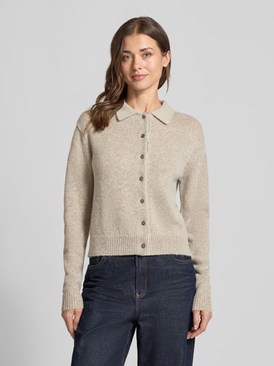 0039 Italy Vest van kasjmiermix met lamswolaandeel model 'Gina' Taupe gemêleerd - 4