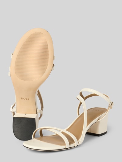 BOSS Sandalette aus Leder mit Blockabsatz Modell 'Emberlyn' Weiss 4