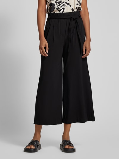 comma Wide Leg Stoffhose mit Bindegürtel Black 4