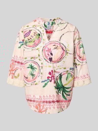 Emily Van den Bergh Relaxed Fit Bluse mit 3/4-Arm Sand 2