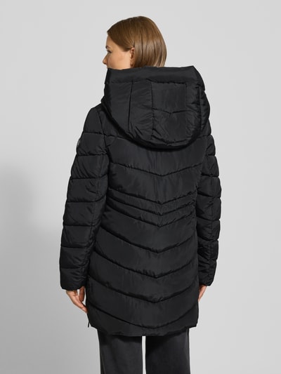 Tom Tailor Regular fit gewatteerde lange jas met capuchon Zwart - 5